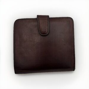 COACH Vintage Continental Leather Wallet Bifold Framed Kisslock Dark Brown